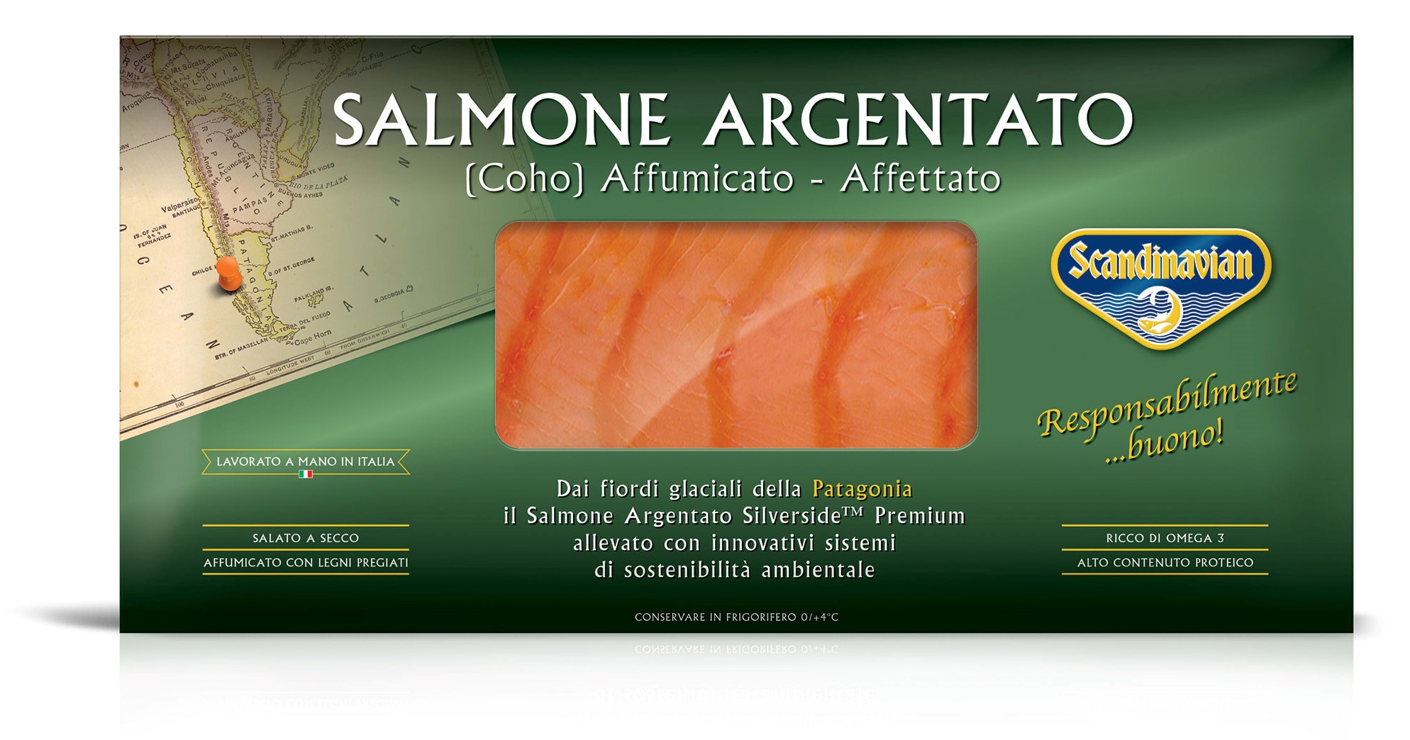Salmone Argentato allevato Patagonia aff. affettato busta 200 g sv.